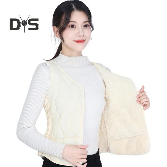 

Зимний женский многослойный жилет, пальто, тонкий, с застежкой на пуговицы, с V-образным вырезом, без рукавов, однотонный, ветрозащитный, сохраняющий тепло, уличный пуховик M белый