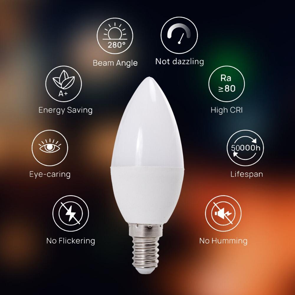 

E14 Led Candle Bulbs 220V Led Chandelier Candle Light Hot Bulb White Lamp Home Decoration 9w E14-8