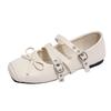 Inner height increase French ballet shoes single shoes women's 2025 new retro bow cross strap Mary Jane shoes women's shoes