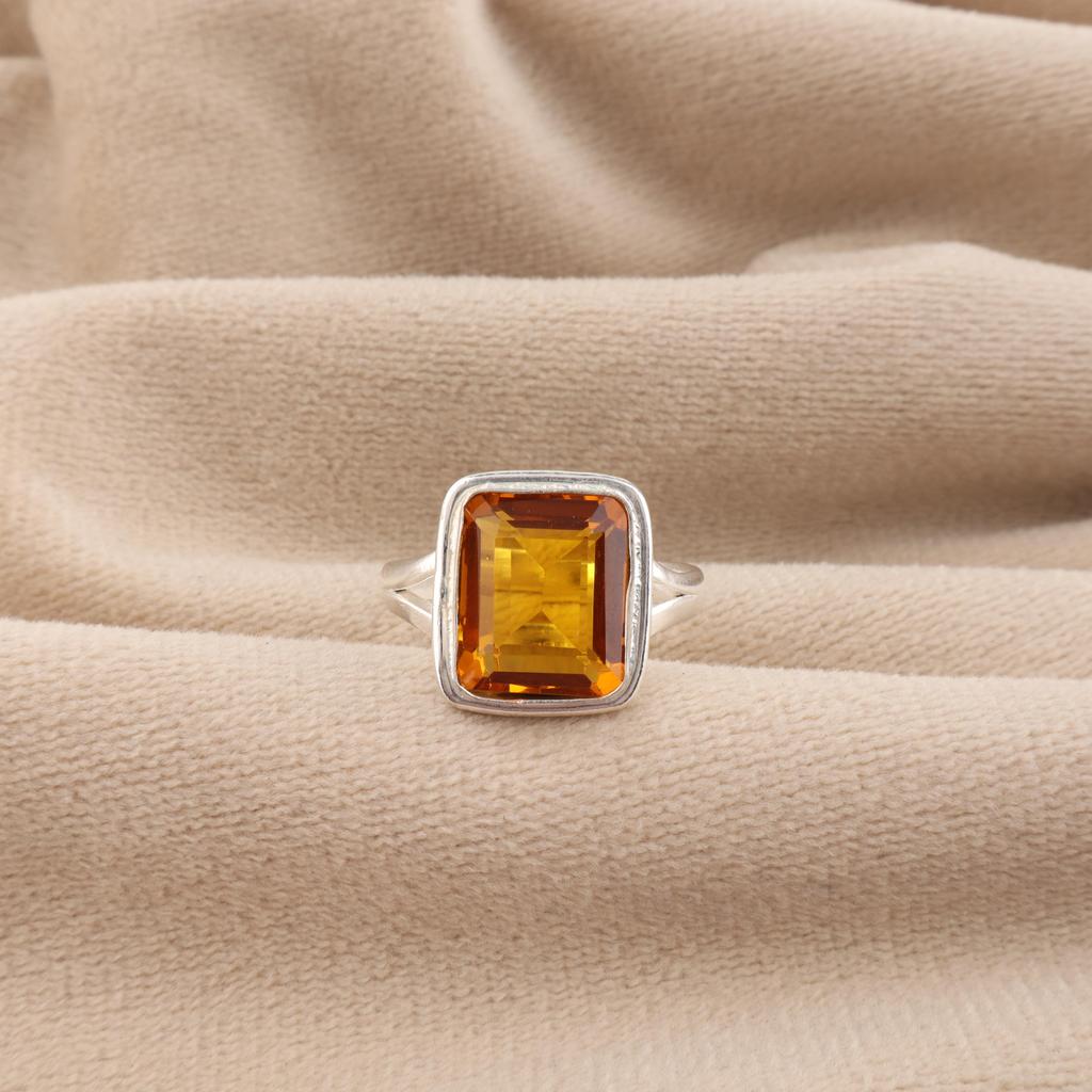 Natural Citrine Gemstone 925 Sterling Silver Handcrafted Jewelry Partywear Ring Anniversary Gift For Wife RR-79-6