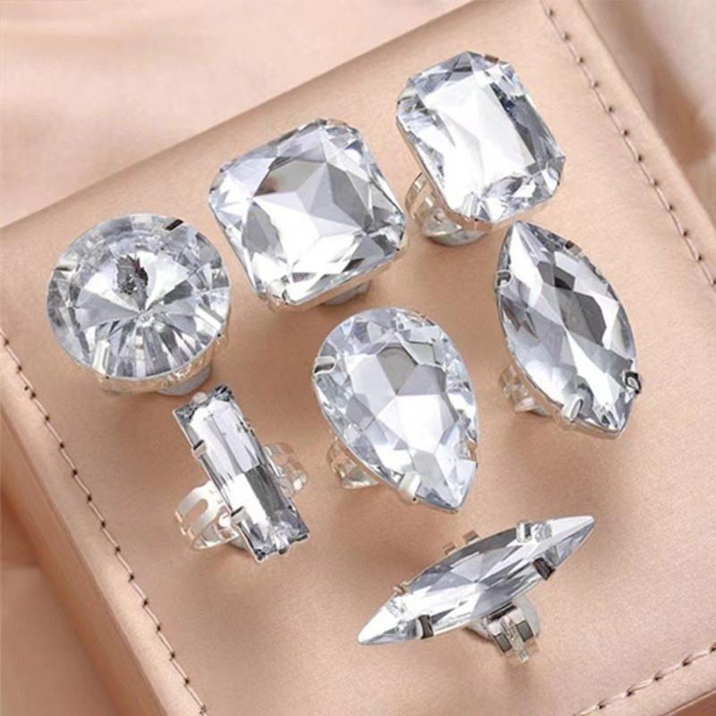 Set di 7 Anelli Impilabili in Cristallo a Goccia Versatili Gioielli Eleganti per Molte Occasioni Accessori a Goccia per Donna