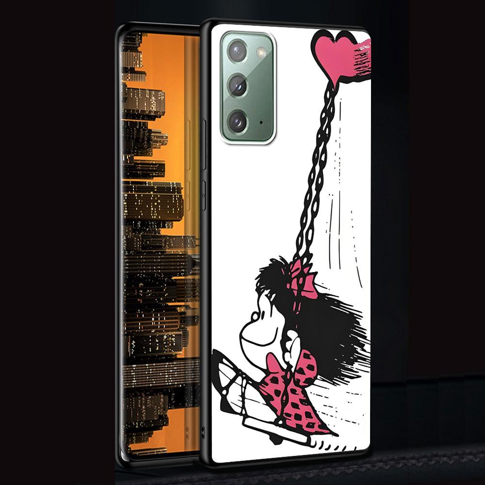 Cartoon Cute Mafalda Case for Samsung Galaxy Note 20 Ultra 8 10 Lite 9 TPU Phone Cover Note 10 Plus Black Soft Shell Funda Capa