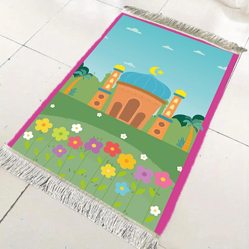 VIKAMA Portable Foldable Prayer Mat for Mosque Flowers Islamic Family Praying Mat Indoor/Outdoor Ramadan Muslim Prayer Mat