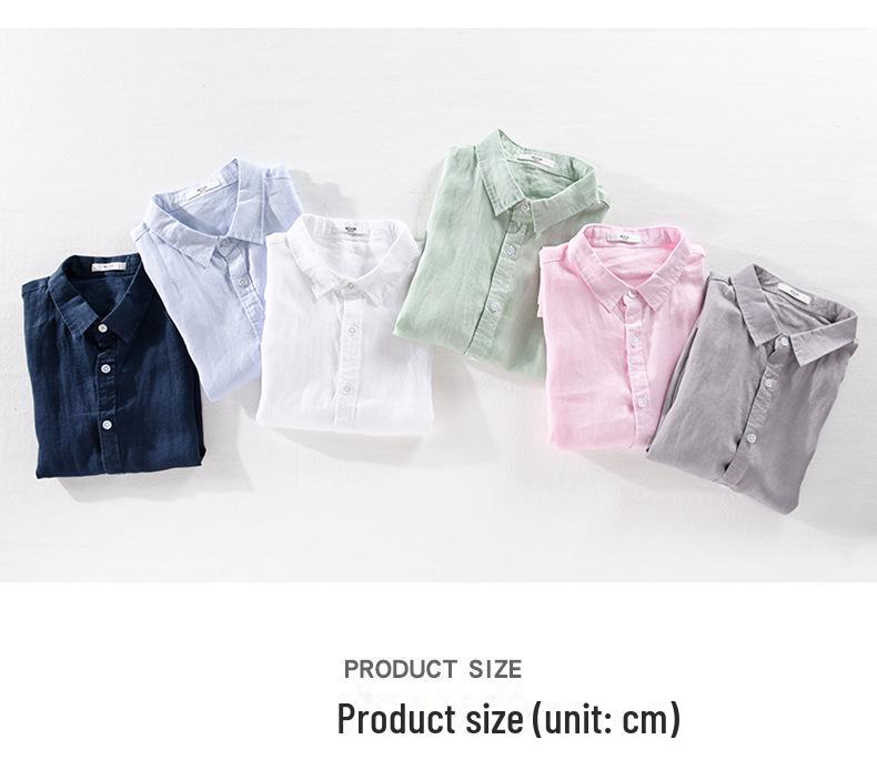 Camisa Casual de Manga Curta de Linho Puro para Homem - Estilo Versátil, Atacado 9012