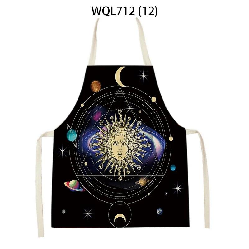 Rocket Planet Print Kitchen Apron for Women Creative Universe Style Baking Accessories Cooking Apron Household Cleaning Pinafore