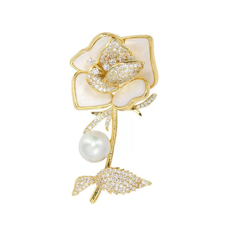 Peony Brooch with A Fashionable Design Sense, Pearl Brooch with A Unique and Trendy Light Luxury Coat Accessory, Anti-glare Pin