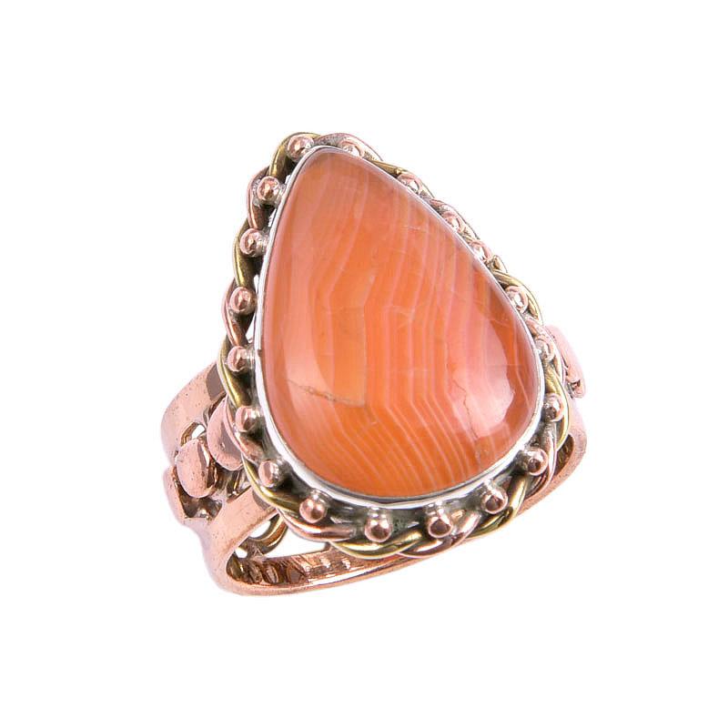 Natürlicher Karneol Edelstein Zweifarbig 925 Sterling Silber Schmuck Ring Größe 7 l5Y47