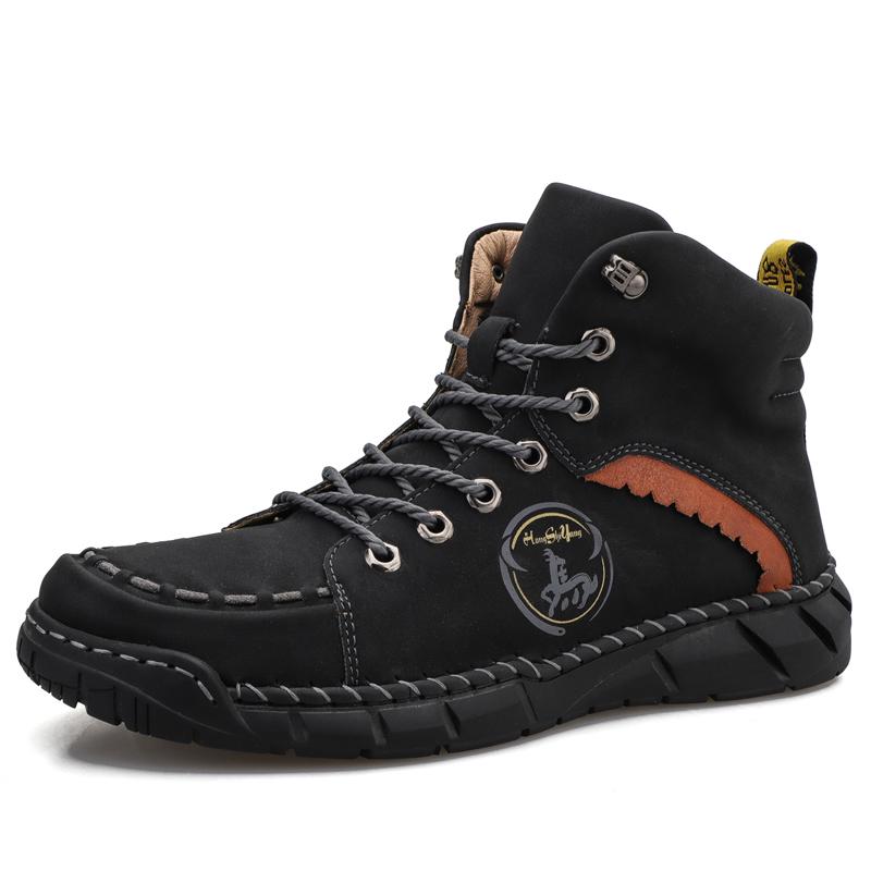 New Handmade High-top Casual Shoes Outdoor Non-slip Hiking Men Shoes Ankle Boots Casual Outdoor Flats Walking Shoes Size 50