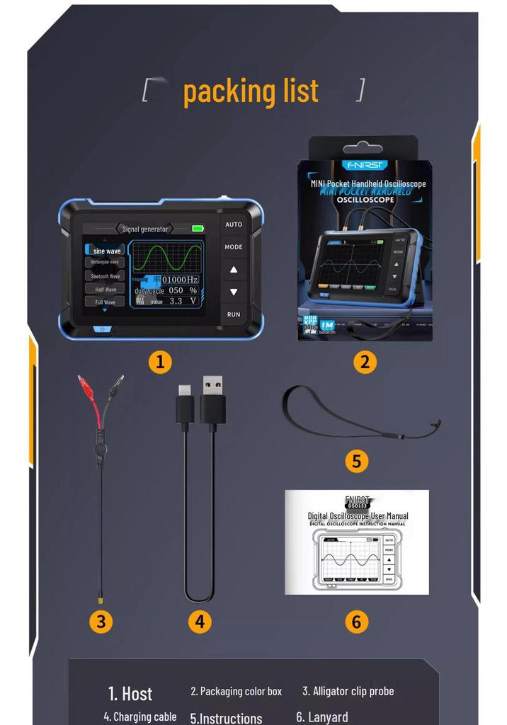 FNIRSI DSO153 Portable Multifunctional Digital Oscilloscope & Mini Signal Generator, 1MHz Bandwidth