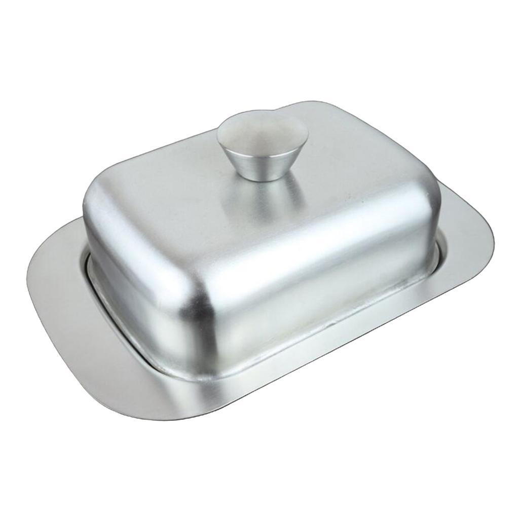 Stainless Steel Butter Dish Cake Dessert Bread Serving Tray Buffet Food Container Furit Salad Steak Storage Box with Cover