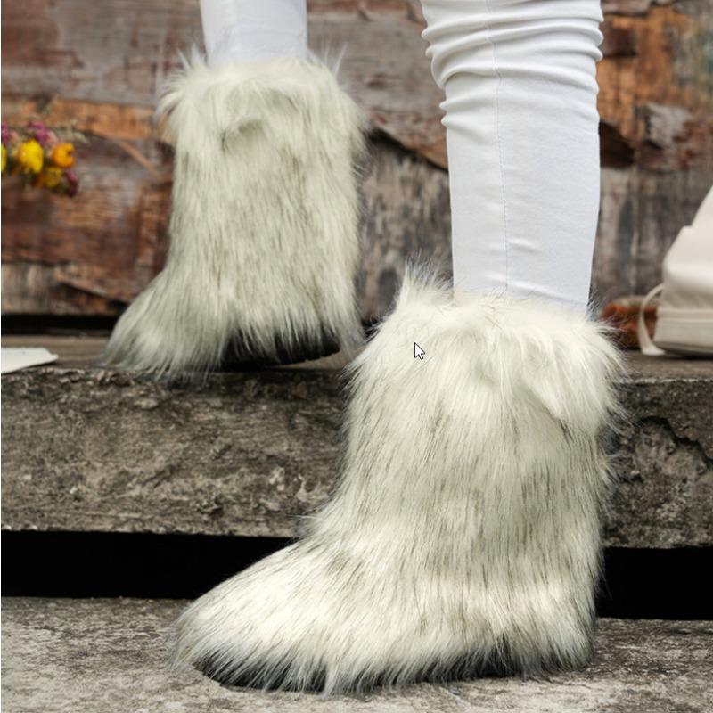 Fashion New Wool and Cotton Snow Boots Thickened Plus Size Wool Shoes