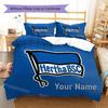 Hertha BSC Custom Name Pattern Bedding,Quilt Set Quilt Cover Pillowcase Home Birthday Gift(1 * Duvet Cover + 2 * Pillowcase, Without Core)