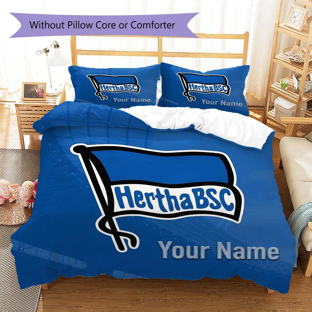 Hertha BSC Custom Name Pattern Bedding,Quilt Set Quilt Cover Pillowcase Home Birthday Gift(1 * Duvet Cover + 2 * Pillowcase, Without Core)