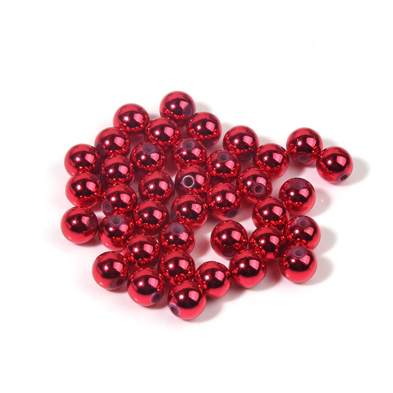 

8мм Різдвяні Рожево-Золоті Гальванізовані Пластикові Круглі Намистини для DIY Ювелірних Аксесуарів 50 pieces/pack