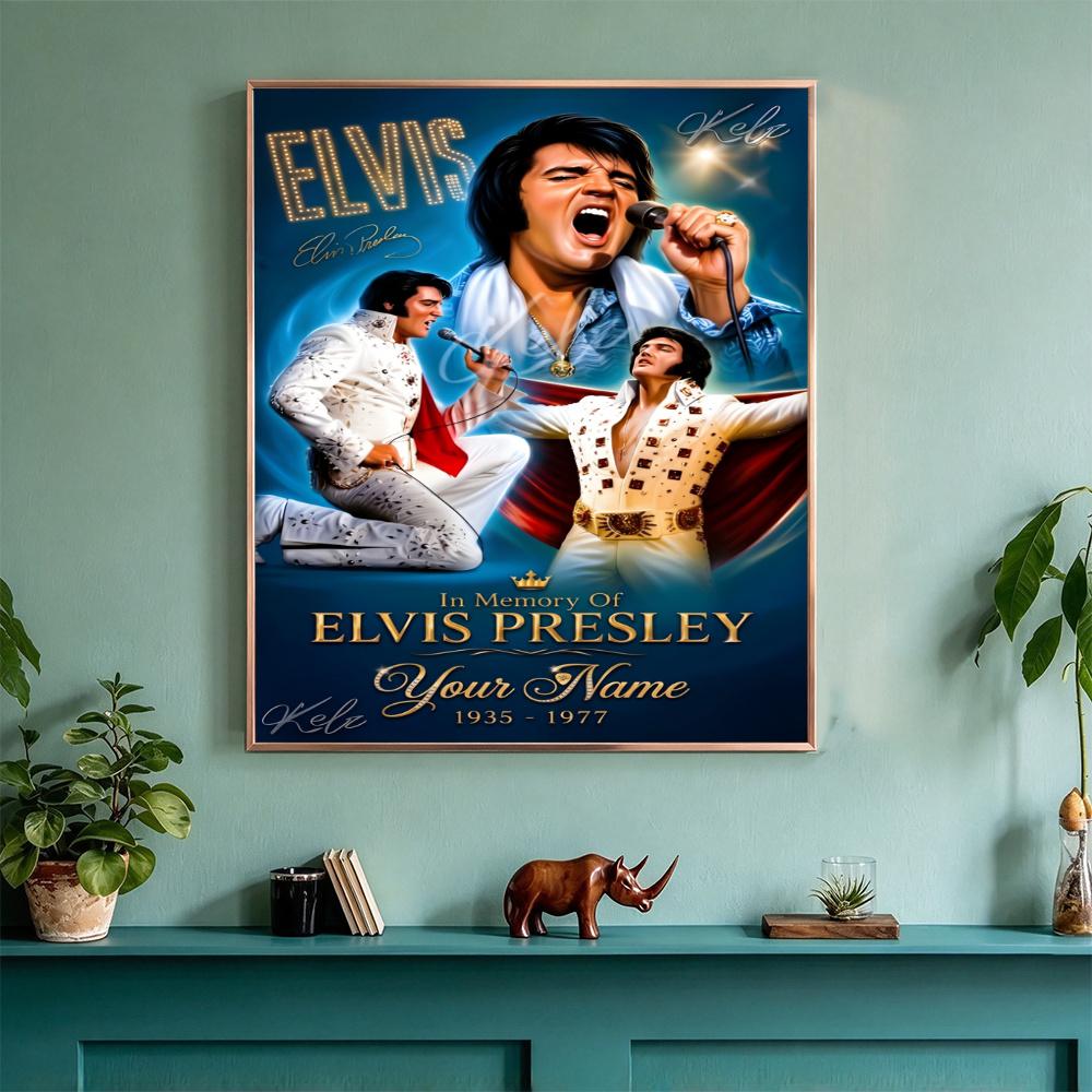 Elvis Presley Customize Text Diamond Painting Round Diamond Mosaic Suitable For Beginners Diamond Painting Rhinestones Gift Frameless