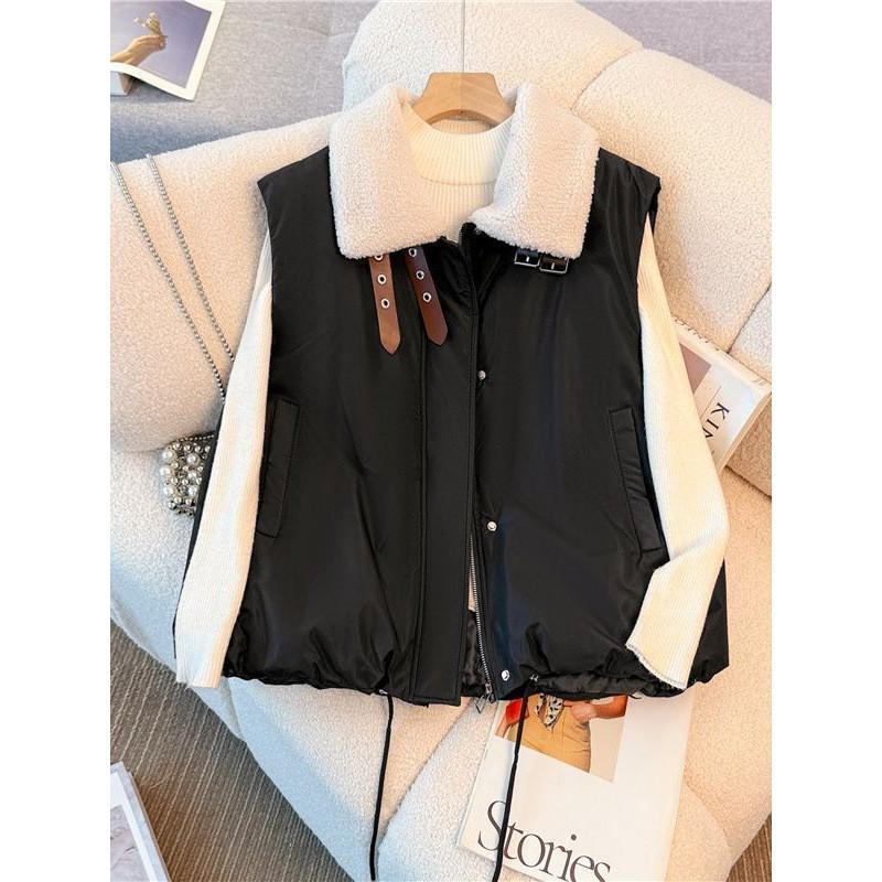 Womens Oversized Puffer Vest 2026 Fall Winter Plus Size Loose V-Neck Hooded Cotton-Padded Sleeveless Coat