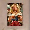 Vintage Soviet Beer Metal Tin Sign  Blonde Woman  Beer Mugs Wall Art   Rustic Metal Wall Decor for Home Bar Garage Cafe