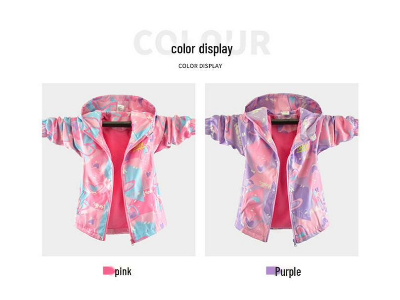 Mädchen Windjacke im koreanischen Stil mit Fleecefutter - Herbst/Frühling Outdoor-Oberteil