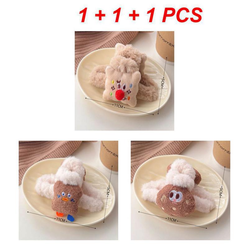 1/2/3Pcs Plush Heart Hair Clips For Women Autumn Winter Fur Hair Crab Clip Elegant Shark Hair Claws Headwear Hair Accessories