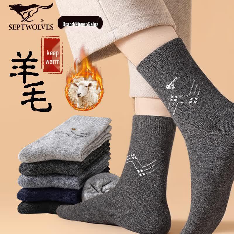 Septwolves Men s Thermal Wool Blend Mid-Calf Socks One Size