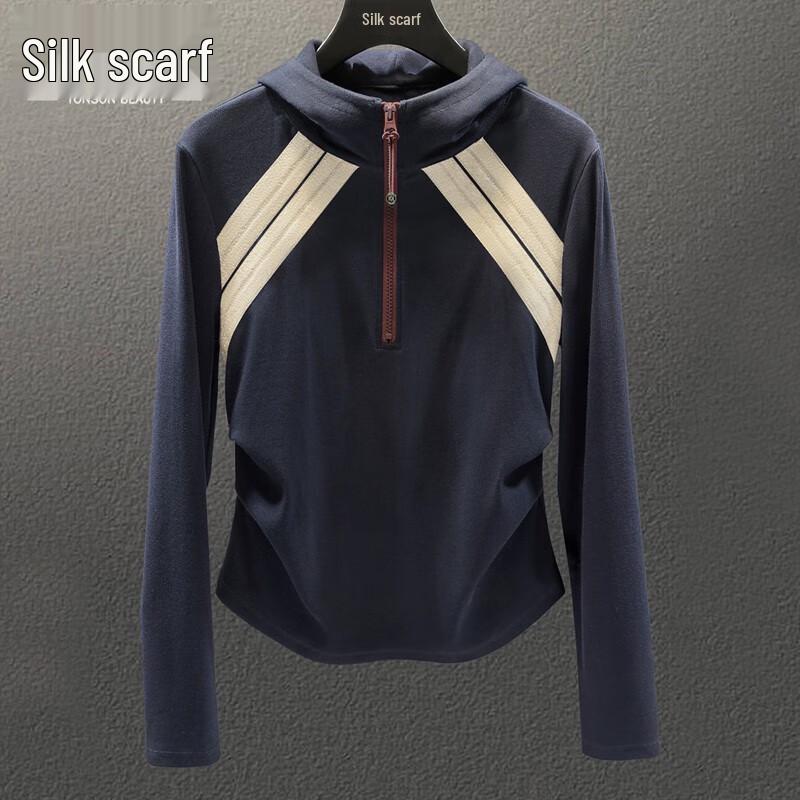 

Women s American Retro Color-block Hooded Knit Top M