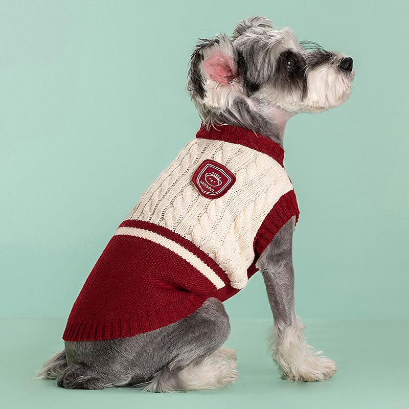 Cozy Cable Knit Sweater for Dogs & Cats - Warm High-Neck Design for Autumn/Winter