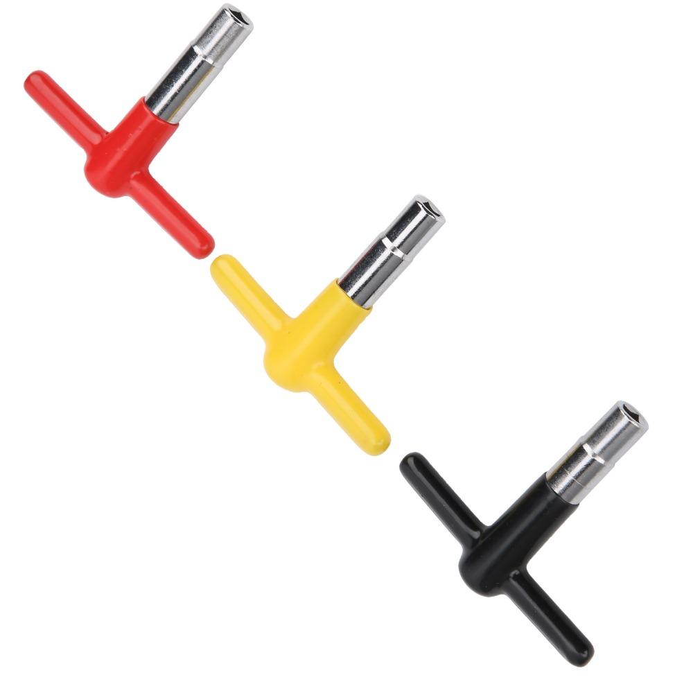 3PCS Yellow+Black+Red T Shaped Drum Key Silicone + Metal Drum Tuner Key For Percussion Drummers