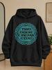 Two Door Cinema Club Band Hoodie - Turquoise Retro Graphic Pullover with Stacked TDCC Print, Casual Round Neck Suitable for Seasons, Machine Washable 