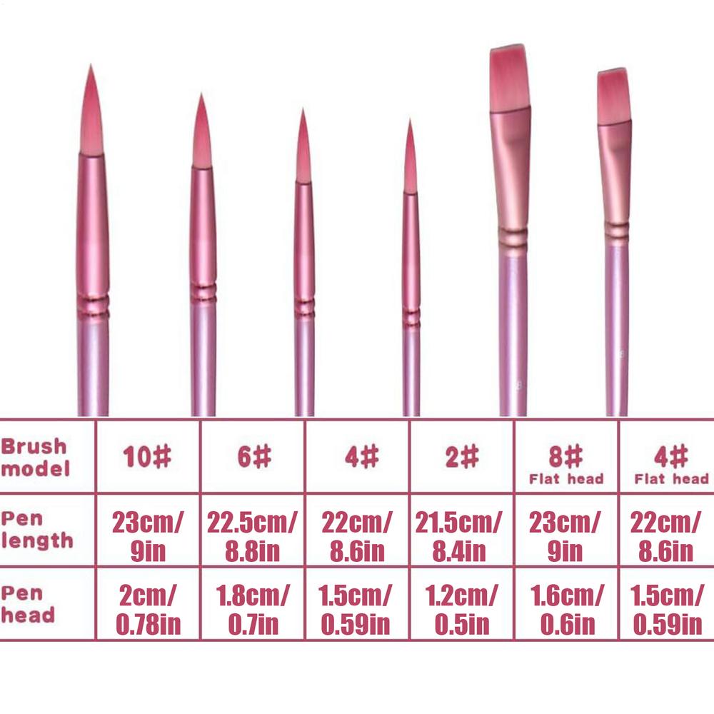 

Watercolor Brush Set Nylon Hair Artist Acrylic Paint Brushes Drawing Art Tools 6 Pieces Paintbrushes For Gouache Ink Notebook білий