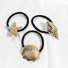 3Pcs Women Hair Ties Elastic Hair Bands with Metal Conch Shell Starfish Decoration Soft