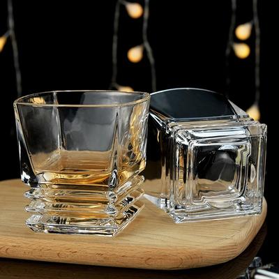 280ml Whiskey Glass Square Pagoda Shaped Wine Glass Drinkware Vintage Cup Drinking Bottle Bar Party Mugs Transparent Brandy Cup