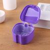 Denture Case, Denture Bath Box False Teeth Storage Box with Basket Net Container