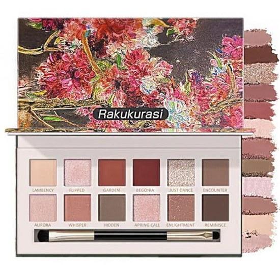 Spring Goddess Collection 12-Color Eyeshadow Palette High Pigmentation Pink Beige Matte Pearl Finish Waterproof Sweatproof Adherence Double Brush As