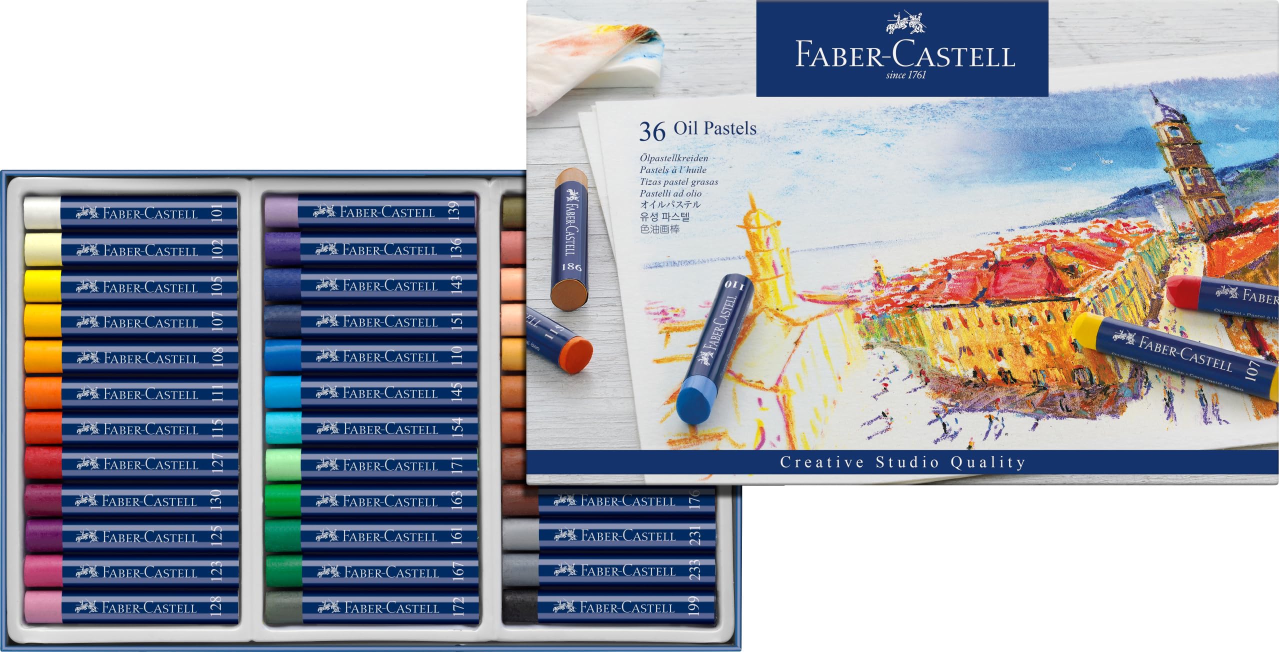 

Faber-Castell Oil Pastels, 36 Colors, Paper Box, 127036 [Official Japanese Product]