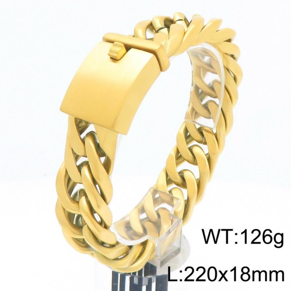 European and American Simple Electroplated Gold Four-sided Ground Titanium Steel Men's Bracelet