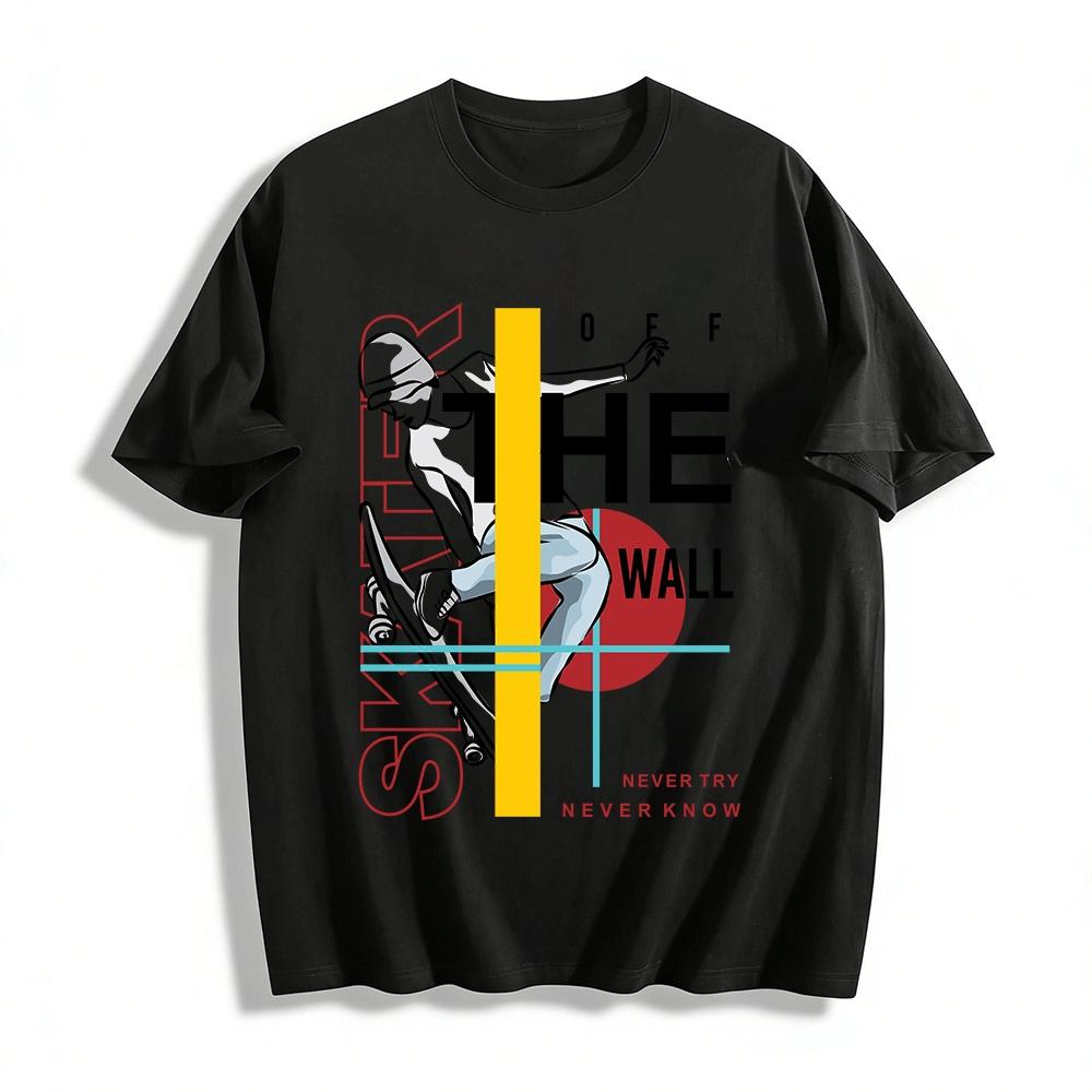 

OFF THE WALL Skateboard Graphic Cool Loose Casual Top For Teens Pure cotton T-shirt XXS