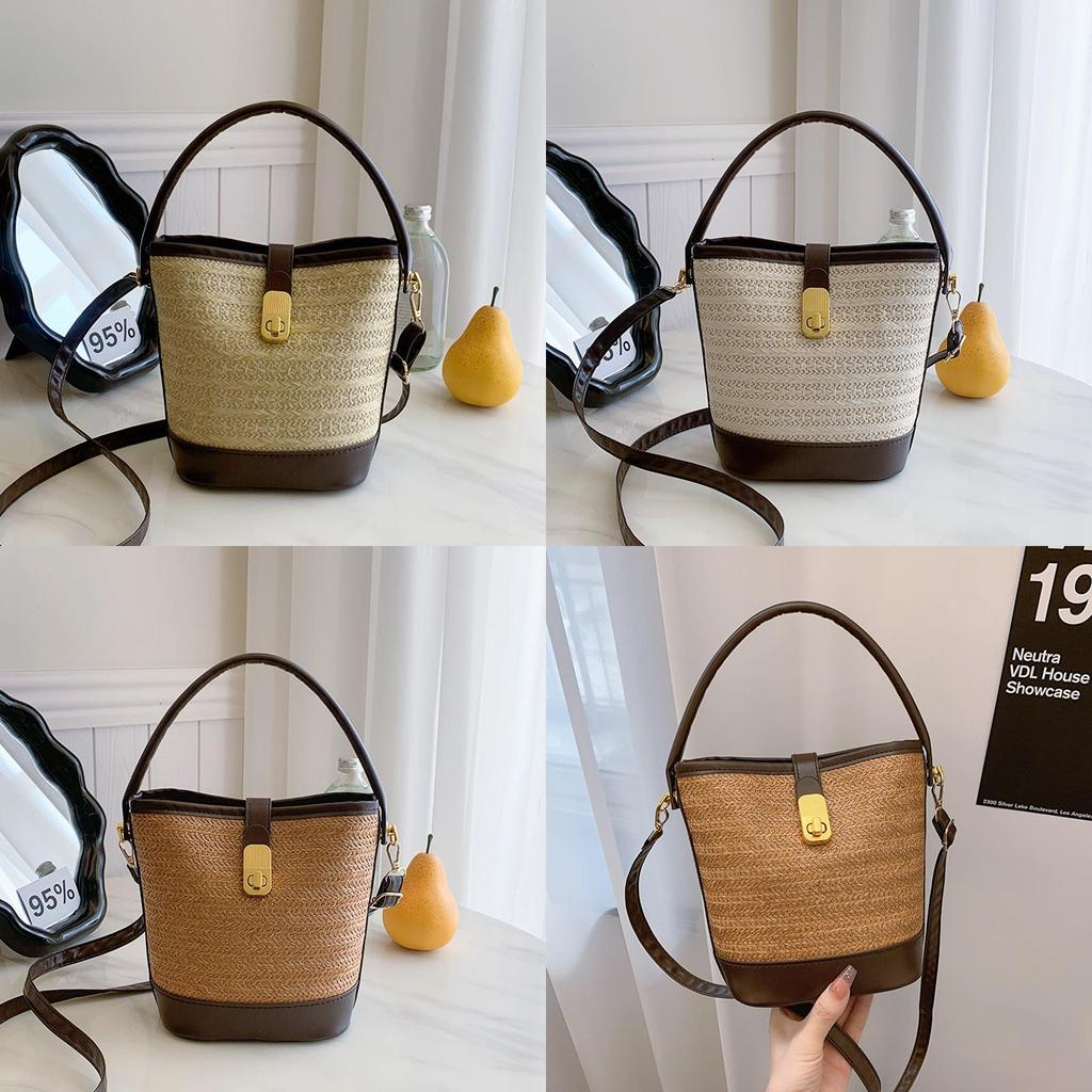 Chic Street Style Straw Woven Shoulder Bag 2024 Fashion Handbag
