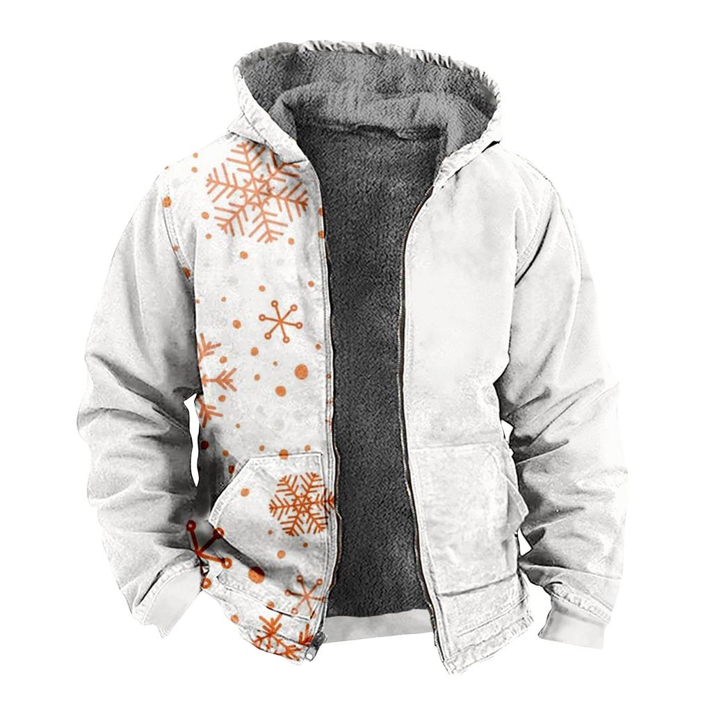 Men's Christmas Print Jacket Men's Spring And  Casual Trend Zipper Hooded Jacket