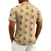 Men's Casual Polo Shirt Short Sleeve Button Down Collar Printed Pattern Lightweight Breathable Fabric Summer Top