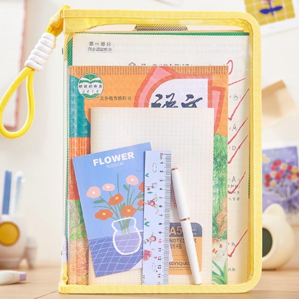 Transparent Storage Organizer Bag Large Capacity File Folder Bags Portable Zipper File Bag