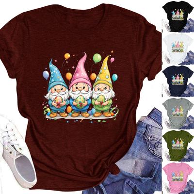 Women's Top Round Neck Casual Printed Short-sleeved T-shirt Top