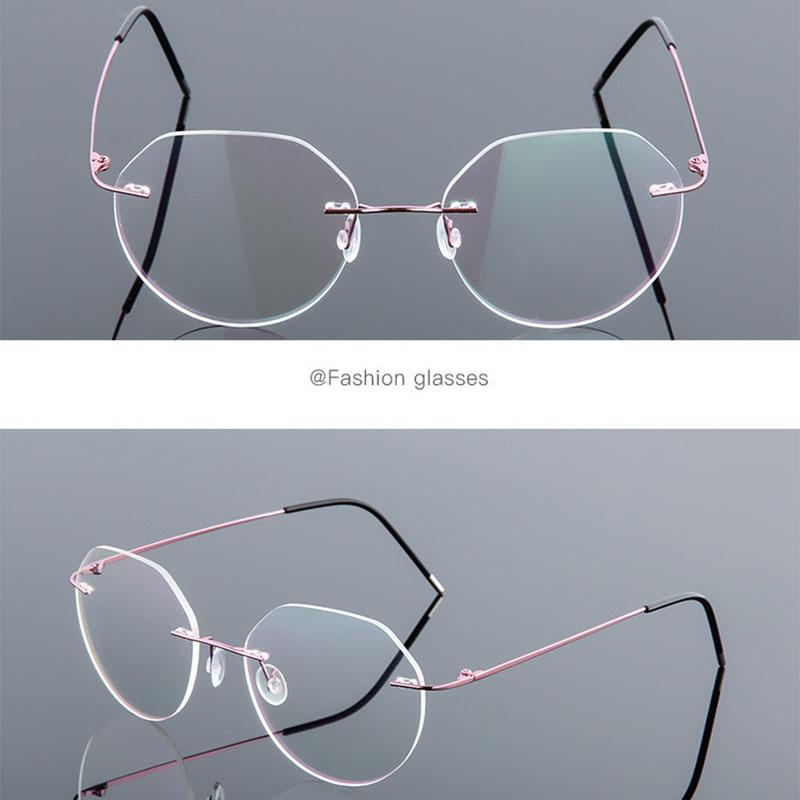 Polygon Foldable Flexible Ultra Light Titanium Alloy Myopia Eyeglasses Rimless Optical Glasses -0.5 -0.75 -1.0 -1.5 To -6.0