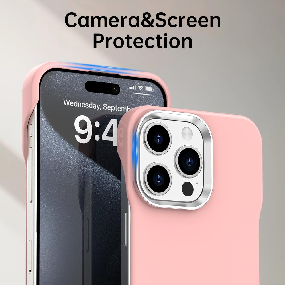 For iPhone 15 Pro Max Case Frameless Ultra Thin TPU + PET Phone Cover Reinforced Corners