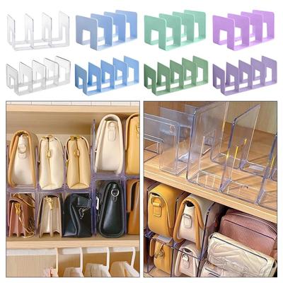 3/4 Grids Handbag Storage Rack Wardrobe Divider Shelf Bag Storage Rack Transparent Purse Handbag Divider Shelf Bags Display Rack