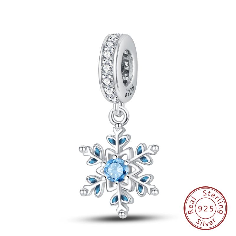 New Winter Charms Bead Copper Snowflake Snowman Penguin Deer Dangle Fit Bangle Bracelet Necklace Diy Jewelry