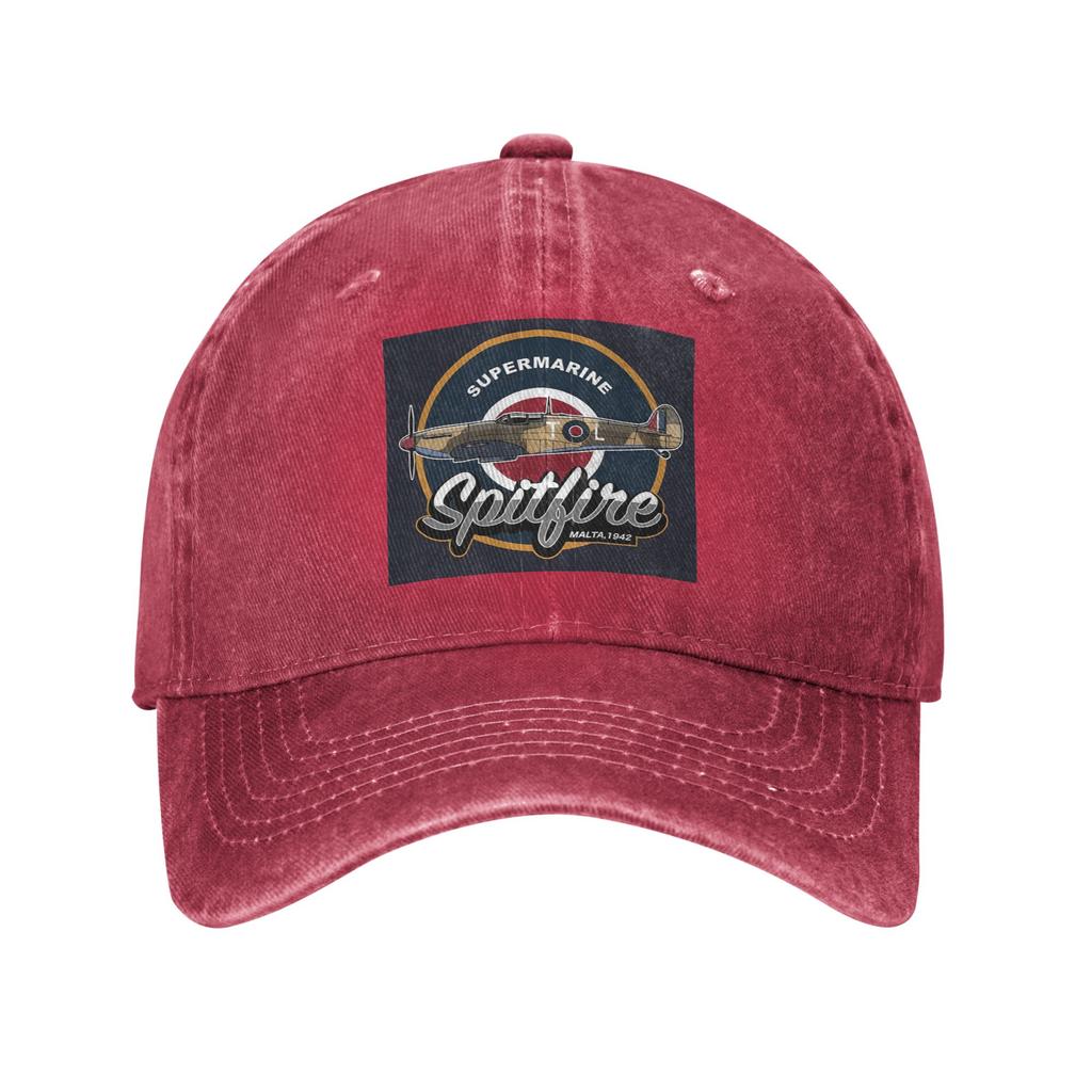 RAF Supermarine Spitfire Fighter Aircraft Plane Airplane Denim Baseball Caps Snapback Baseball Hats Breathable Casquette Outdoor