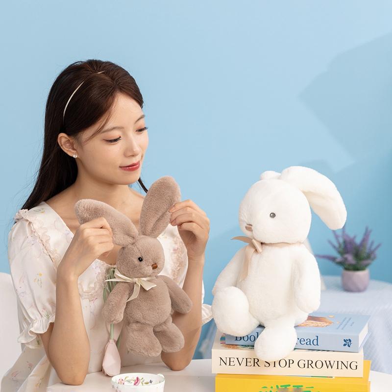 25CM Kawaii Cartoon Simulation Anime Bow Tie Long Eared Rabbit Stuffed Animal Plush Toy Children's Rabbit Handmade Doll Gift