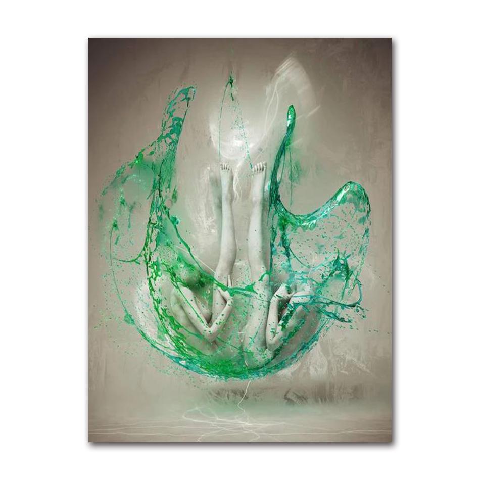 Abstract Metal Figure Statue Canvas Painting Poster and Prints Golden Portrait Sculpture Wall Picture for Living Room Home Decor