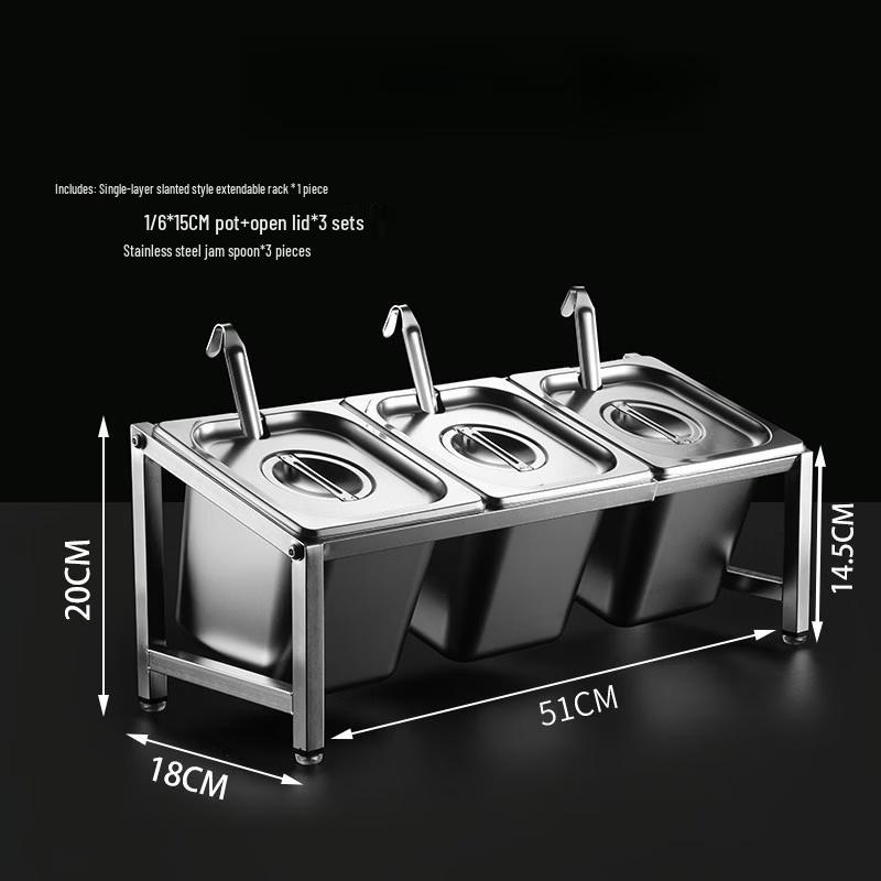 Jingbaodi Stainless Steel Commercial Slanted Condiment Pan Set