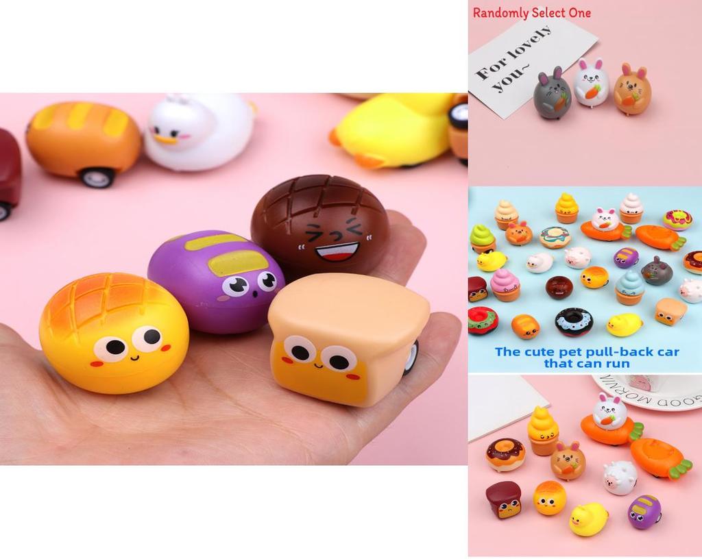Bread Doughnut Emoji Toy Car With Pullback Function For Toddler Play And Parentchild Interaction